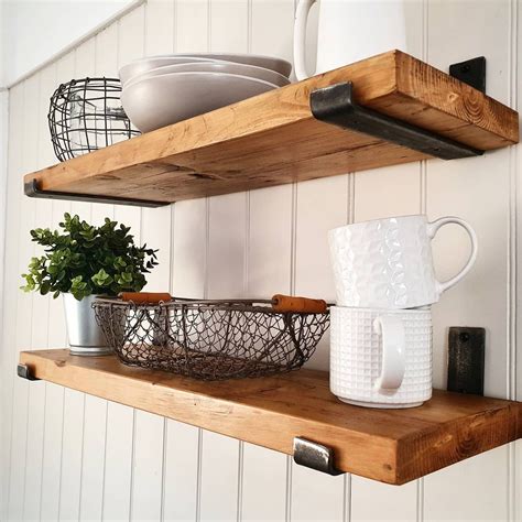 wood vs metal shelf brackets|rustic wooden shelves with brackets.